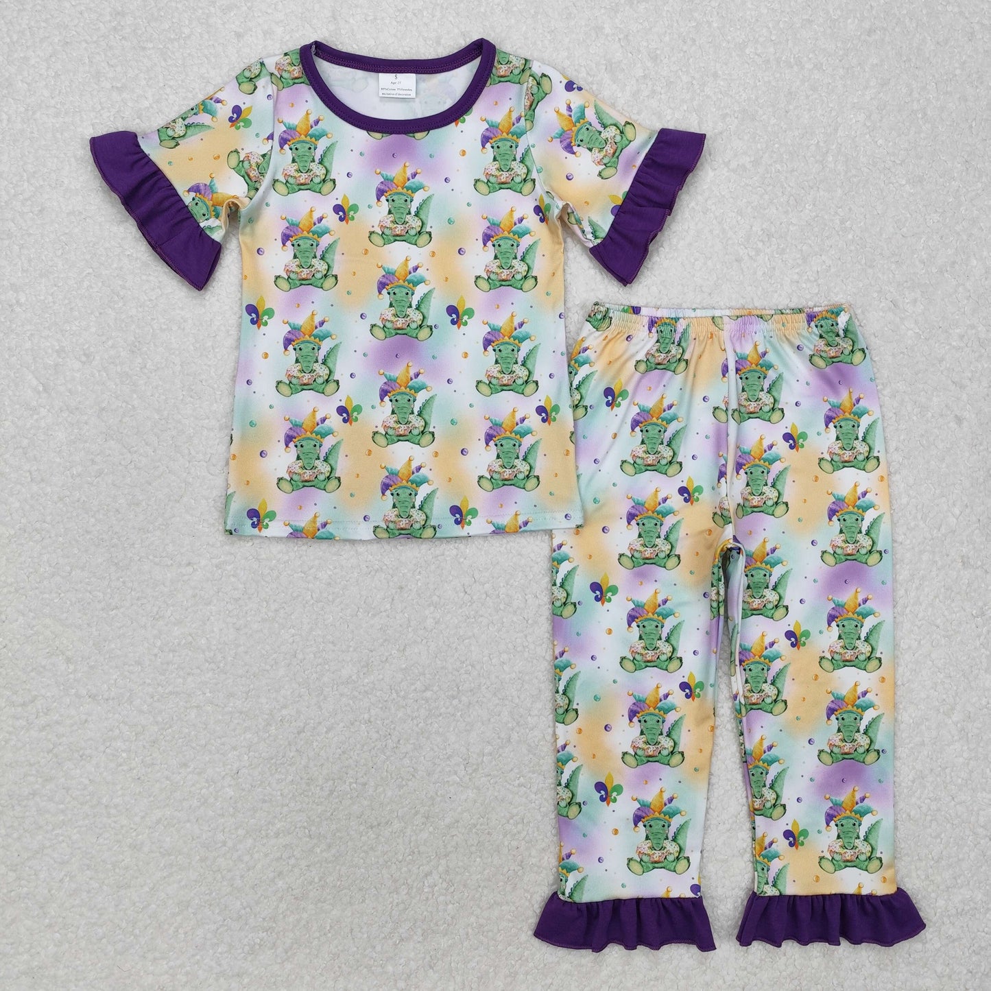 Sibling Baby Boys Girls Mardigras Top Pants Pajamas Sets