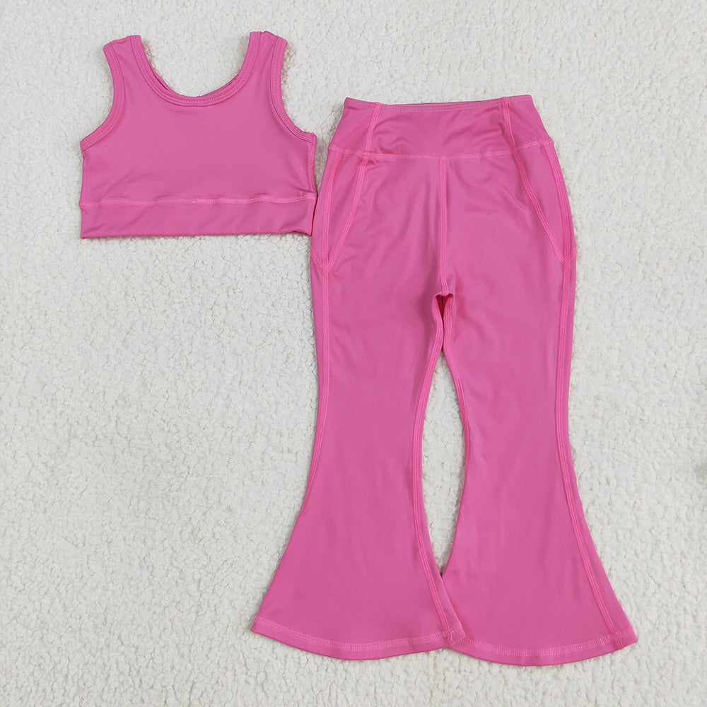 Sibling Baby Girls Yoga Vest Bell Bottom Pants Active Wear Outfits