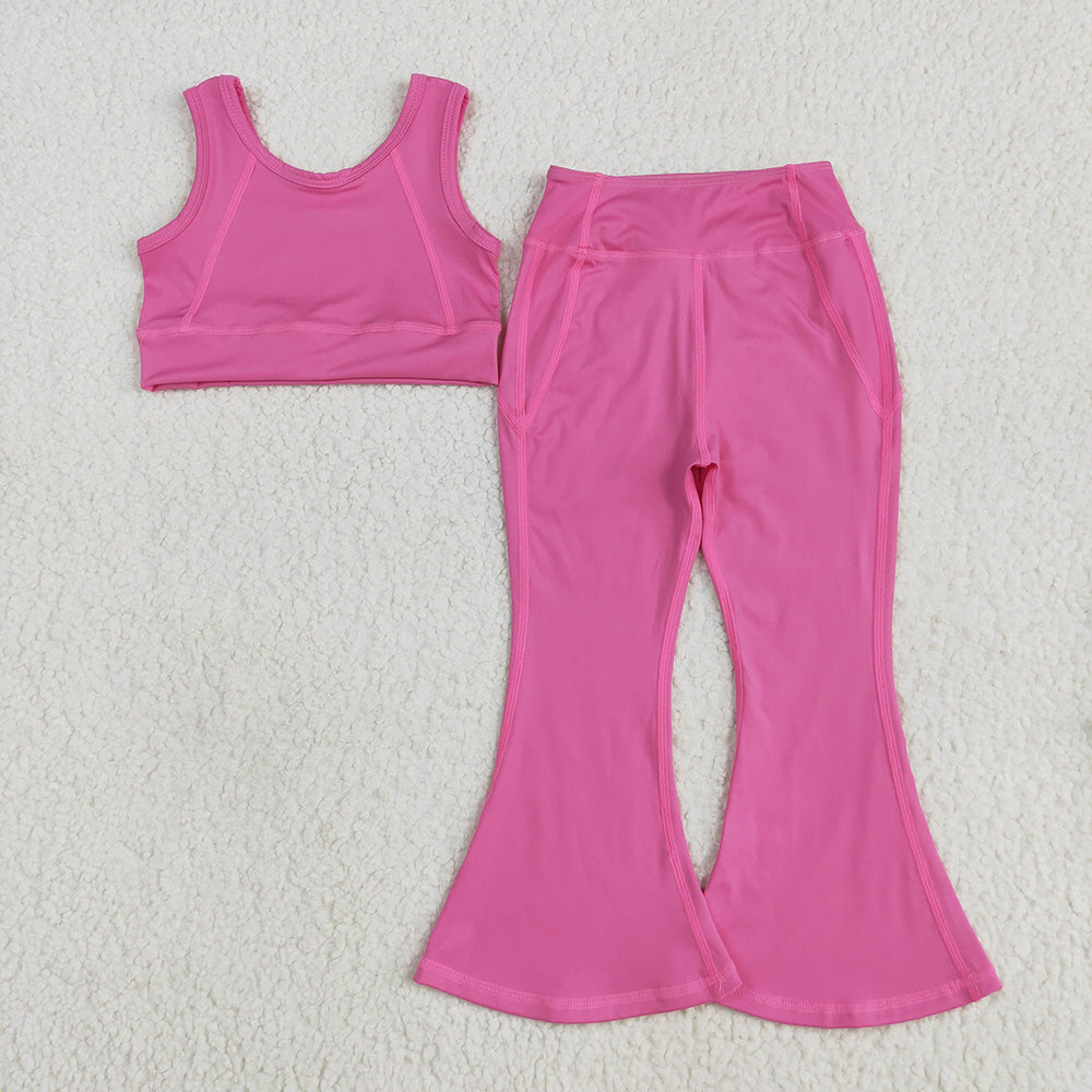 Sibling Baby Girls Yoga Vest Bell Bottom Pants Active Wear Outfits