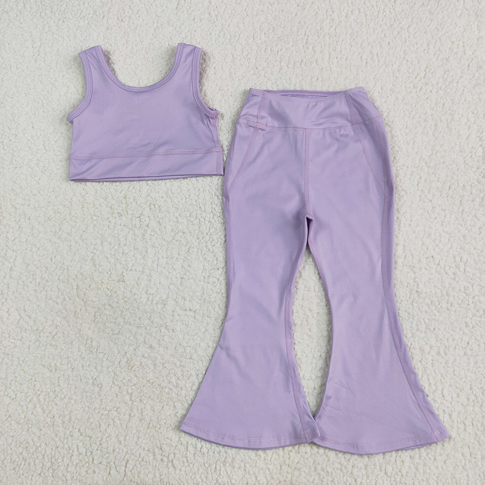 Sibling Baby Girls Yoga Vest Bell Bottom Pants Active Wear Outfits