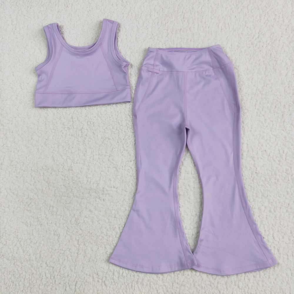 Sibling Baby Girls Yoga Vest Bell Bottom Pants Active Wear Outfits