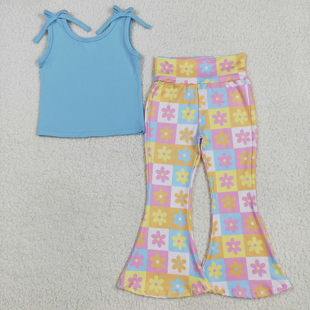 GSPO2017 baby girls Top groovy flowers bell bottom pants outfits sets
