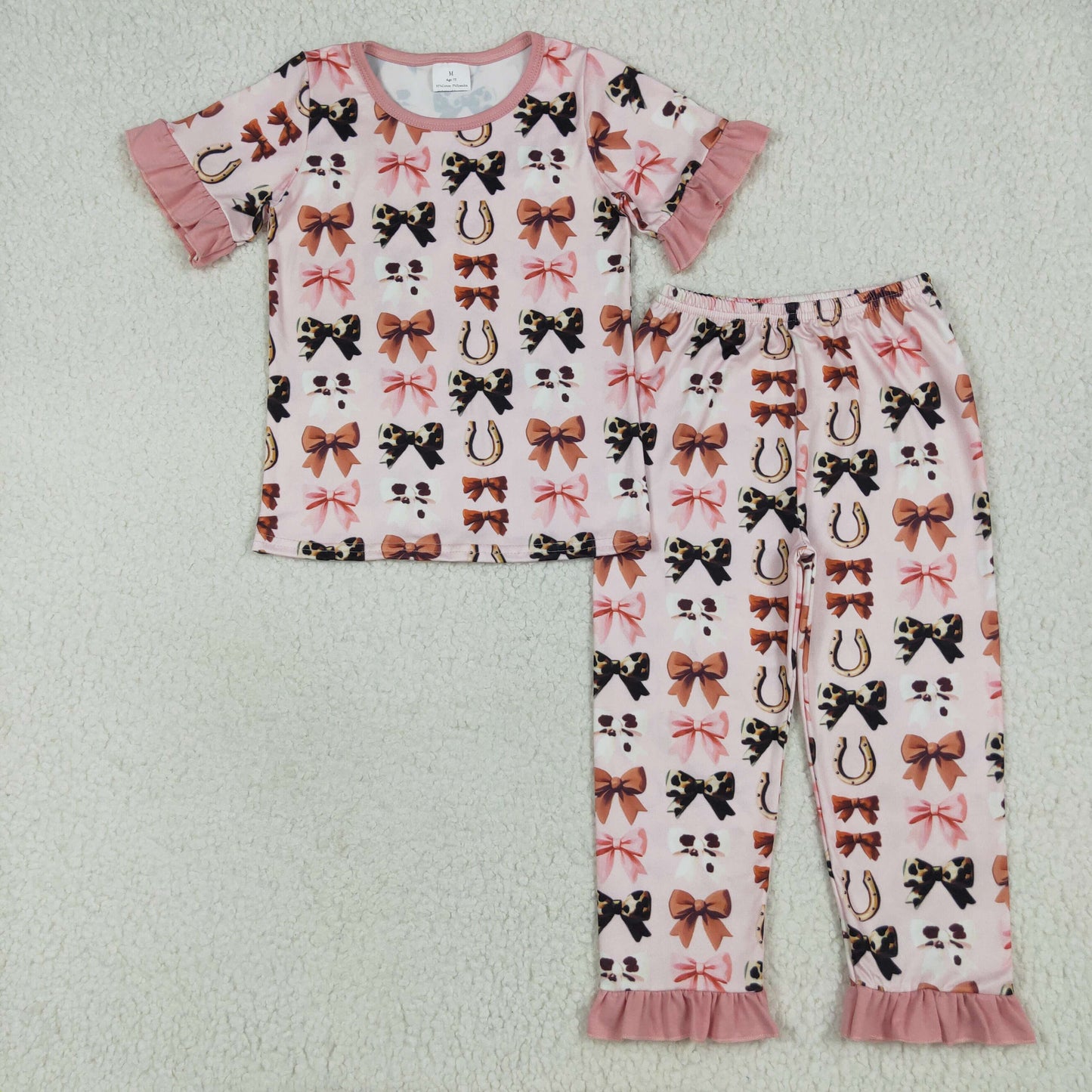 Sibling Baby Boys Girls Short Sleeve Cows Aztec Horses Top Pants Western Pajamas Sets