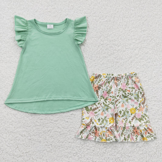 girls t-shirts floral shorts set GSSO0297