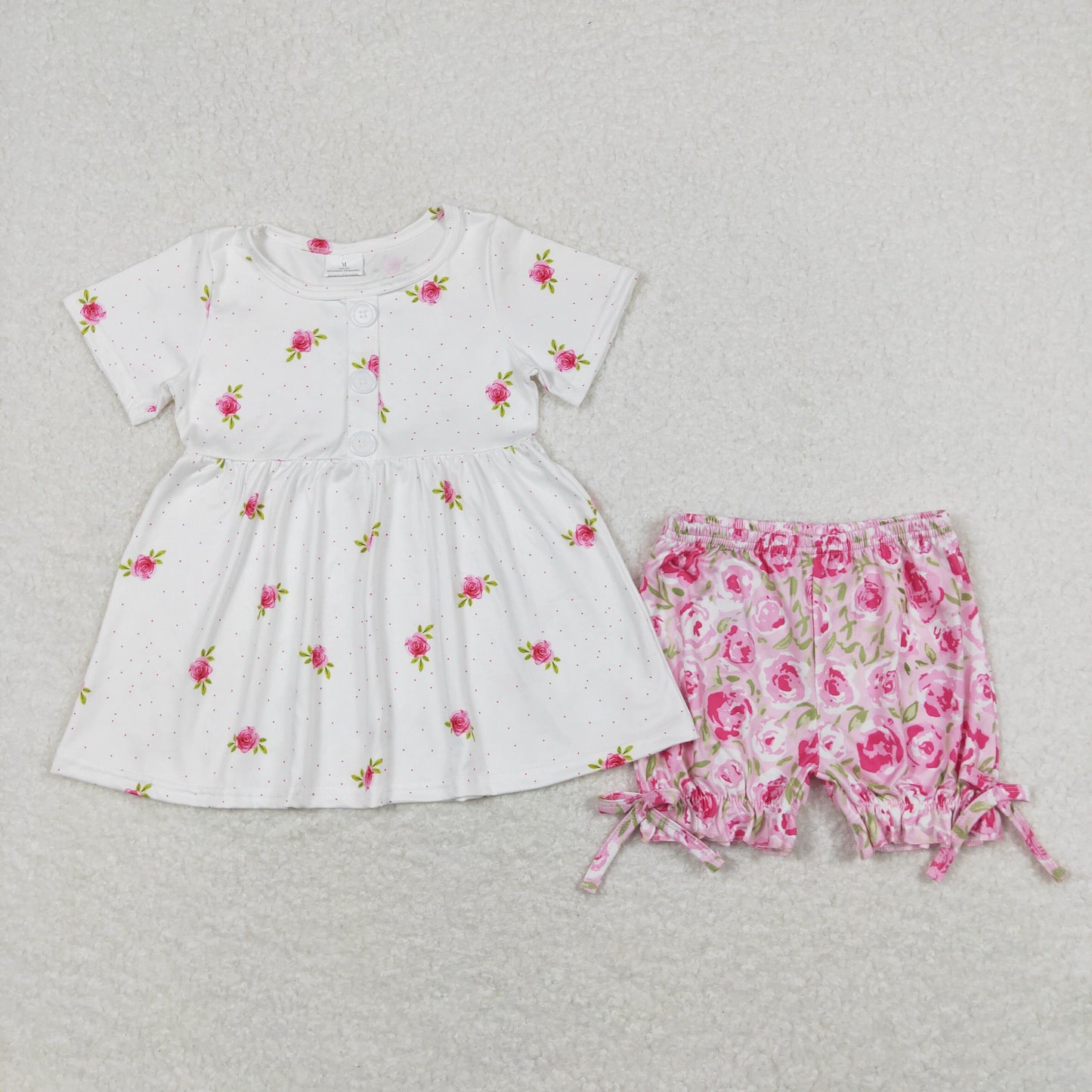 Sibling Baby Girls Short Sleeves Flowers Tunic Top Ruffle Shorts Clothes Sets