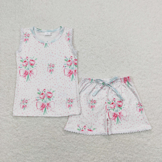 GSSO0693  baby girl clothes pink floral toddler girl summer outfit