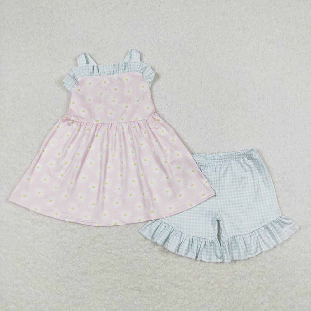 GSSO0724 baby girl clothes daisy flower summer outfits sets