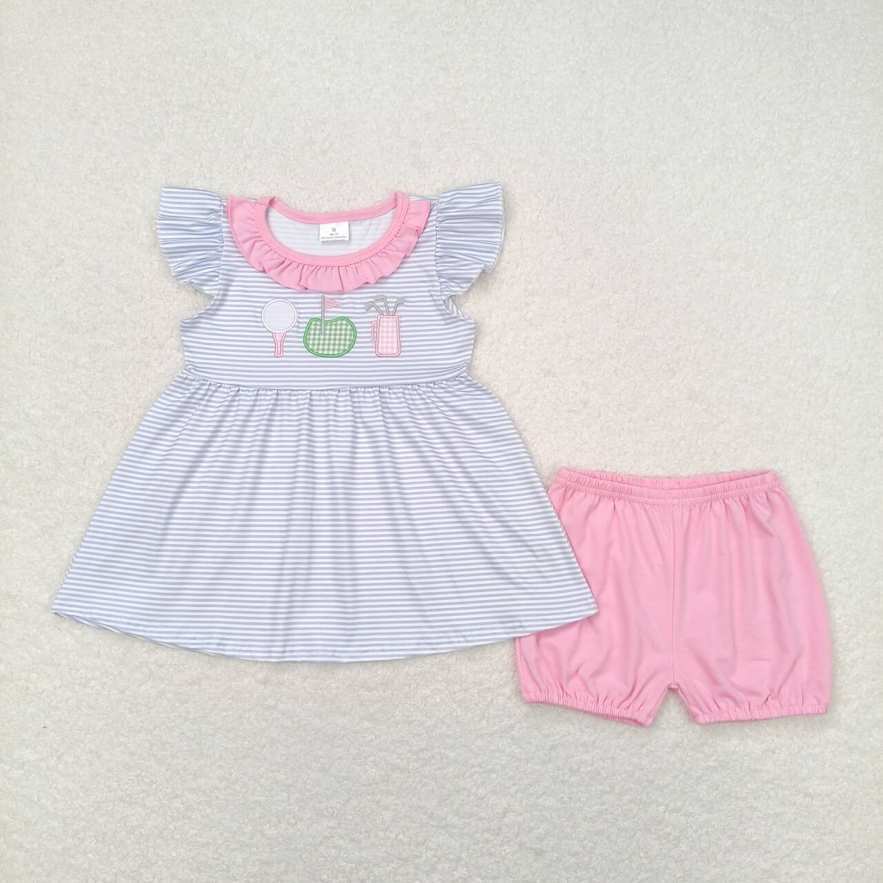 Sibling Baby Girls Embroidery Golf Shirts Top Ruffle Shorts Summer Clothes Sets