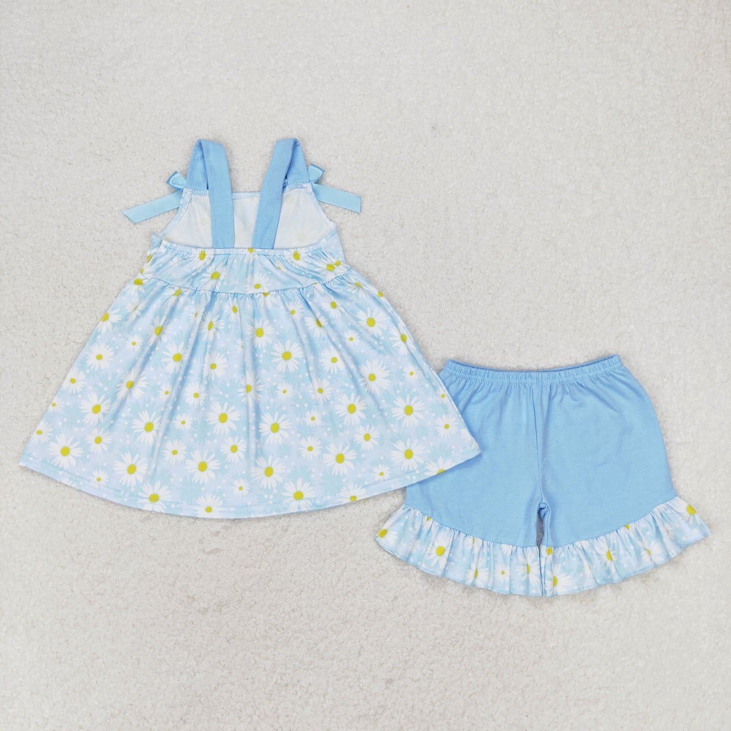 Sibling Baby Girls Straps Floral Tunic Ruffle Shorts Summer Clothes Sets