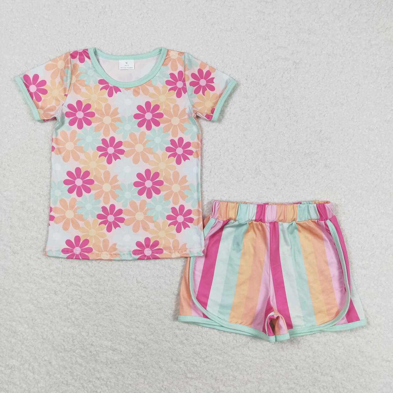 Sibling Baby Girls Flowers Plaid Tee Shirts Shorts Summer Clothes Sets