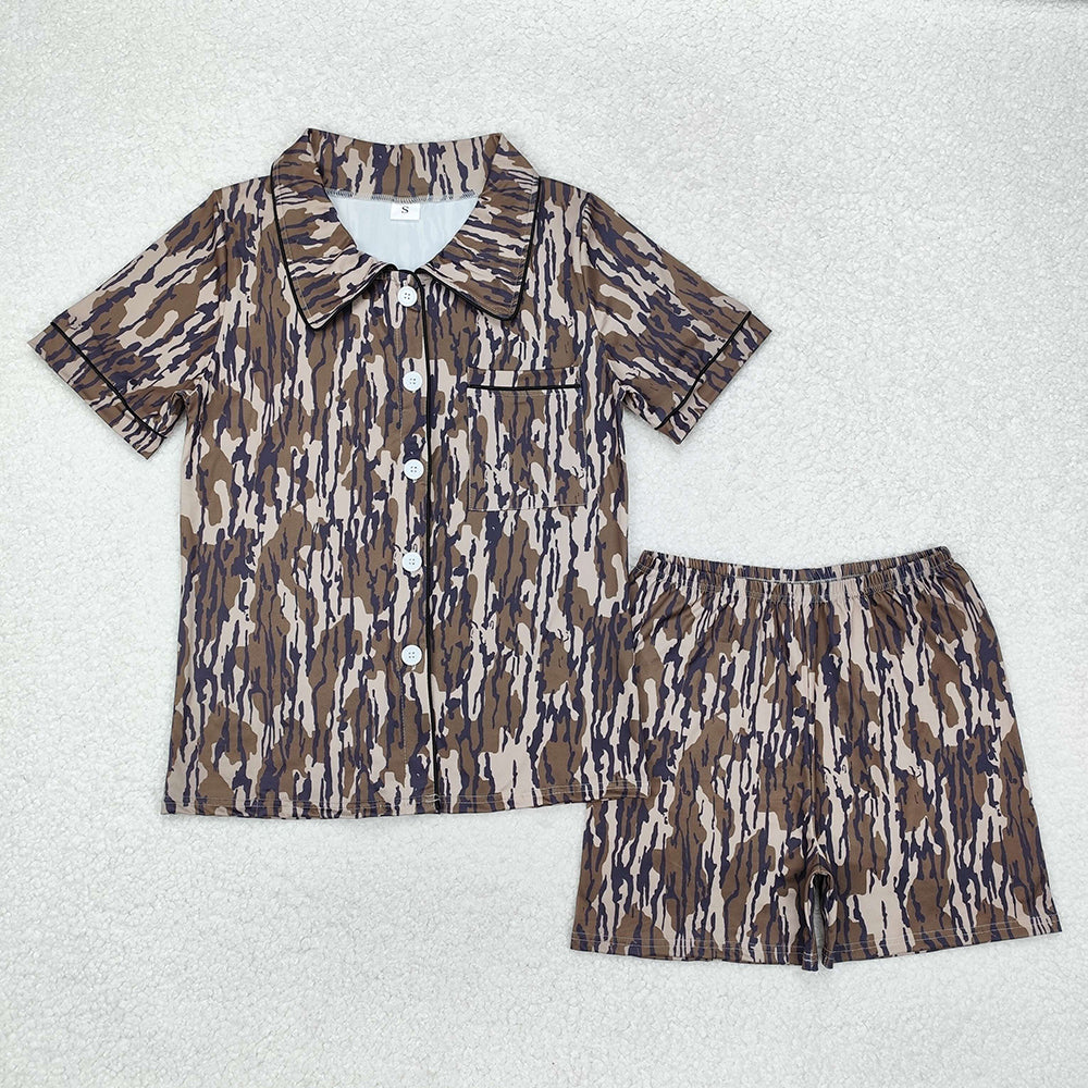 GSSO1537   adult women pajamas bottomland camouflage summer lounge wear sets