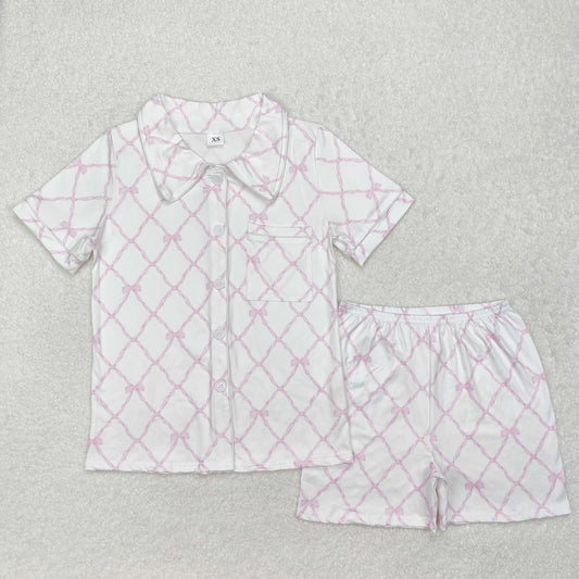 GSSO1708   adult pajamas bows adult women summer pajamas set