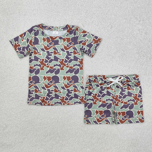 BSSO1723 baby boys clothes green camouflage shorts pajamas summer outfits