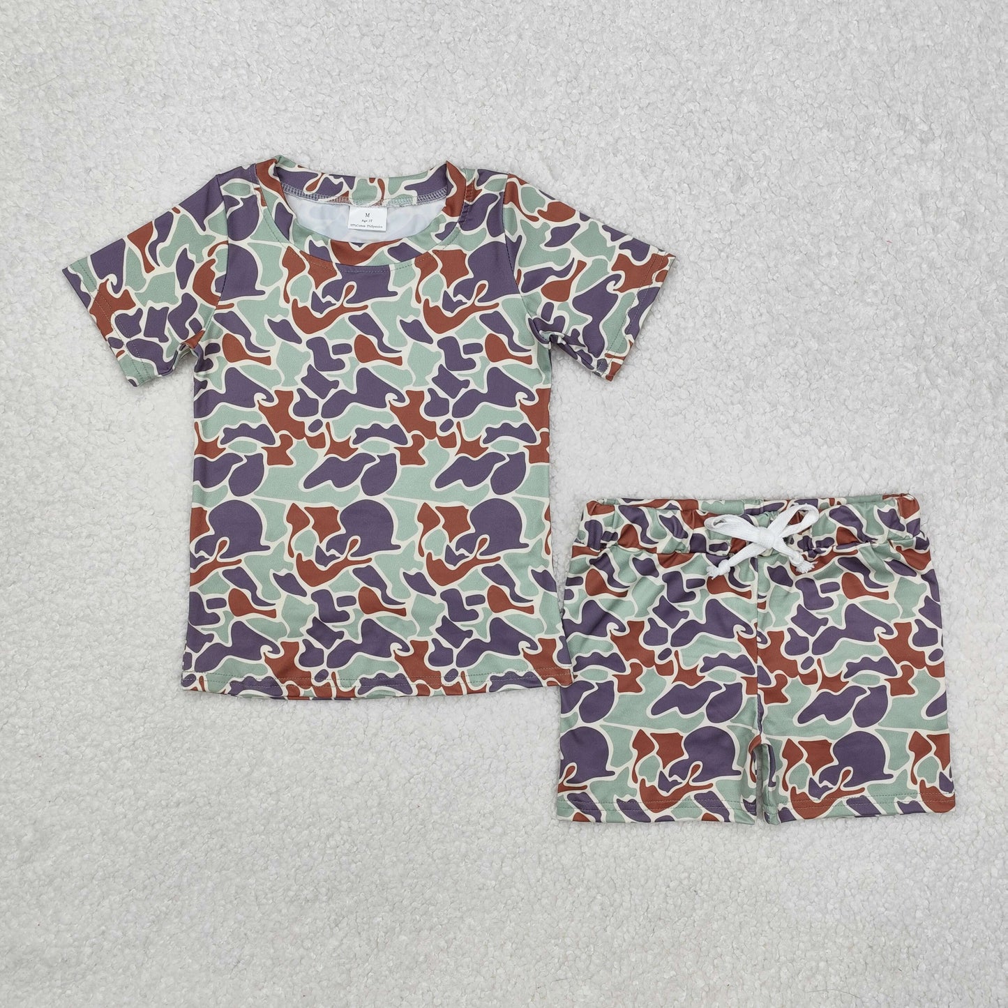 Sibling Baby Girls Short Sleeve Southern Hunting Camo Top Shorts Pajamas Sets