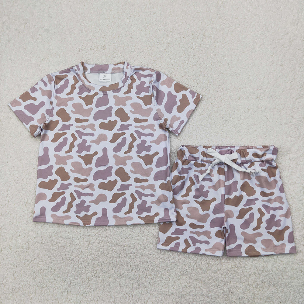 Sibling 3 Colors Baby Boys Camouflage Hunting Shirt Shorts Outfits Sets
