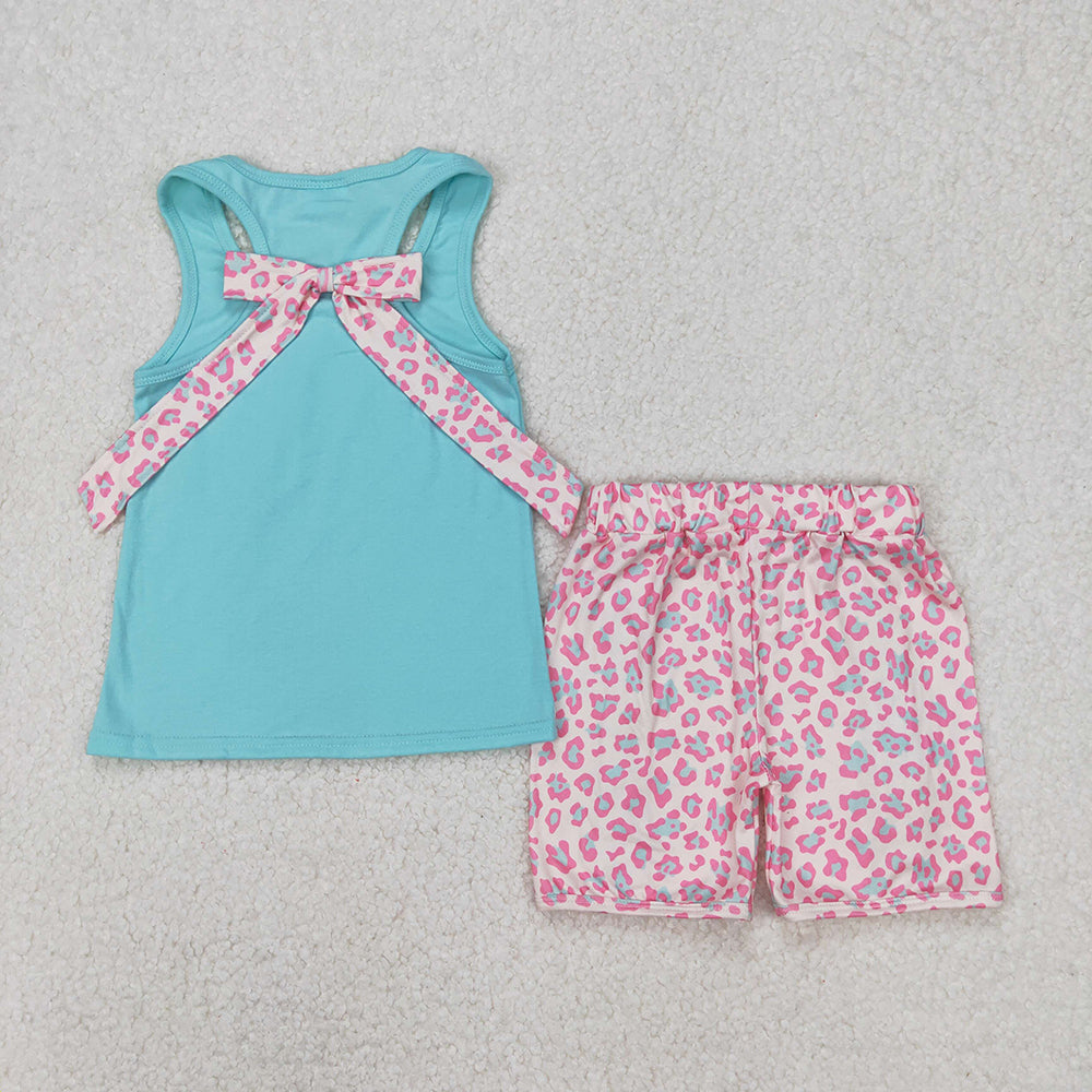 8 Colors Sibling Baby Girls Bow Vest Shirt Ruffle Shorts Outfits