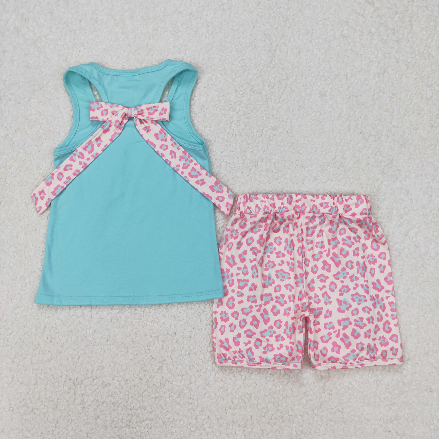 Sibling Baby Girls Sleeveless Colorful Leopard Camo Bow Vest Top Ruffle Shorts Set