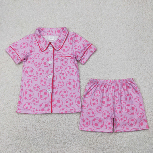 GSSO1957 Girls Buttons Soccer Fashion Wear Cows Pajamas