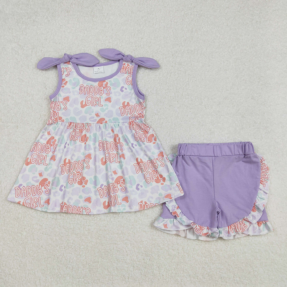 GSSO2010 baby Girls daddy's girl leopard tunic shorts summer outfits sets