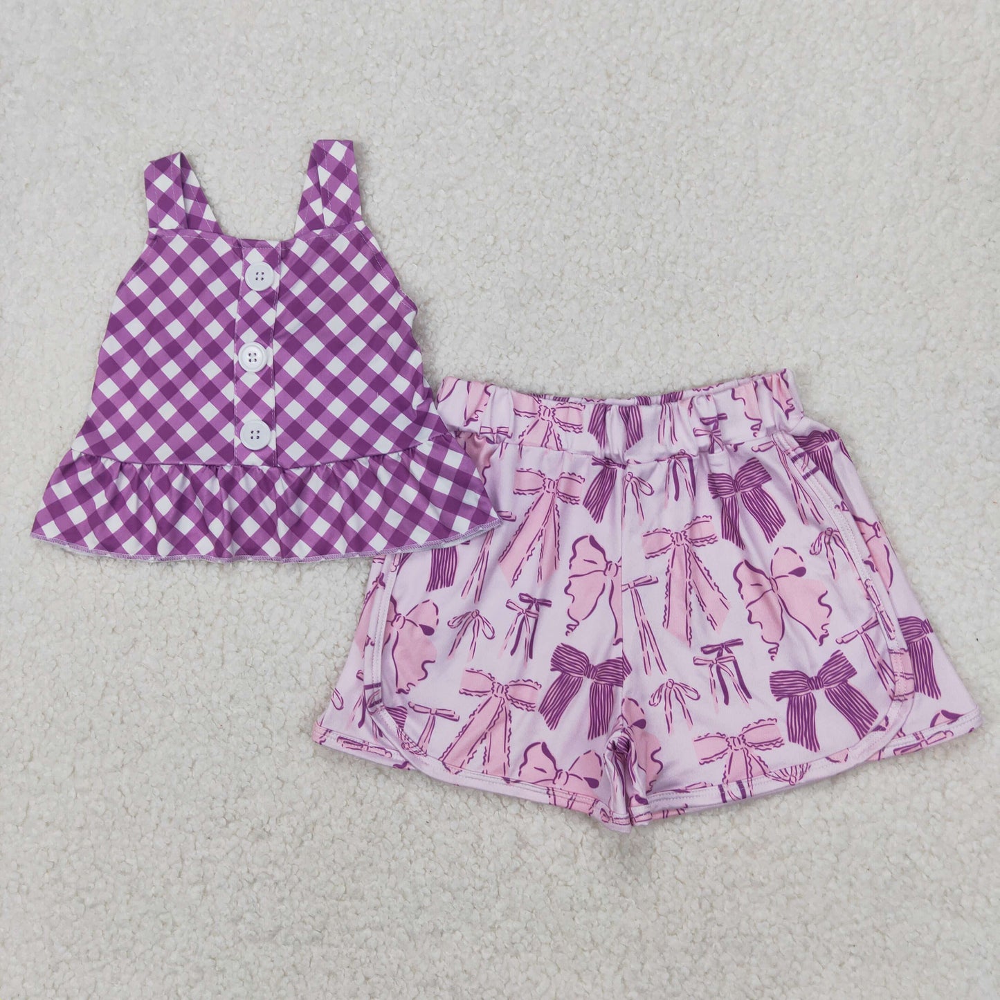 Sibling Baby Girls Summer Straps Button Top Floral Shorts Clothes Sets