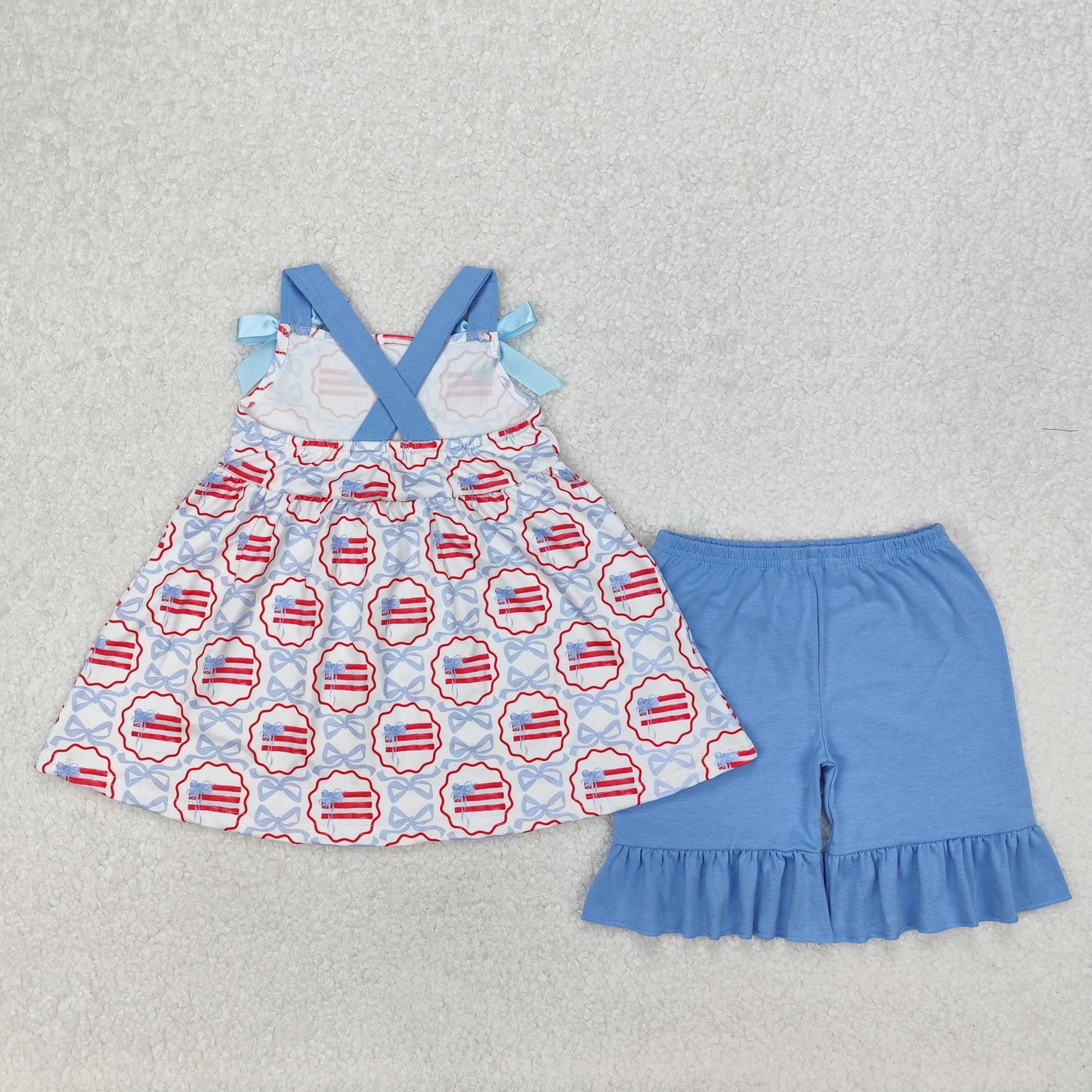 Sibling Baby Girls Straps Floral Tunic Ruffle Shorts Summer Clothes Sets