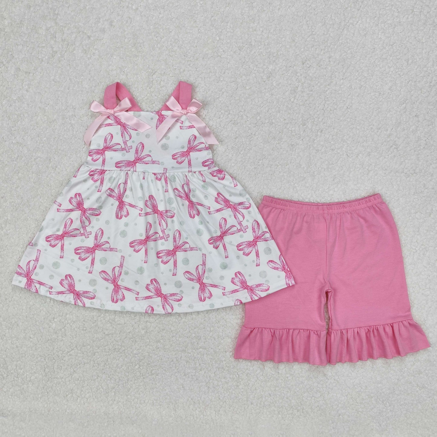 Sibling Baby Girls Straps Floral Tunic Ruffle Shorts Summer Clothes Sets