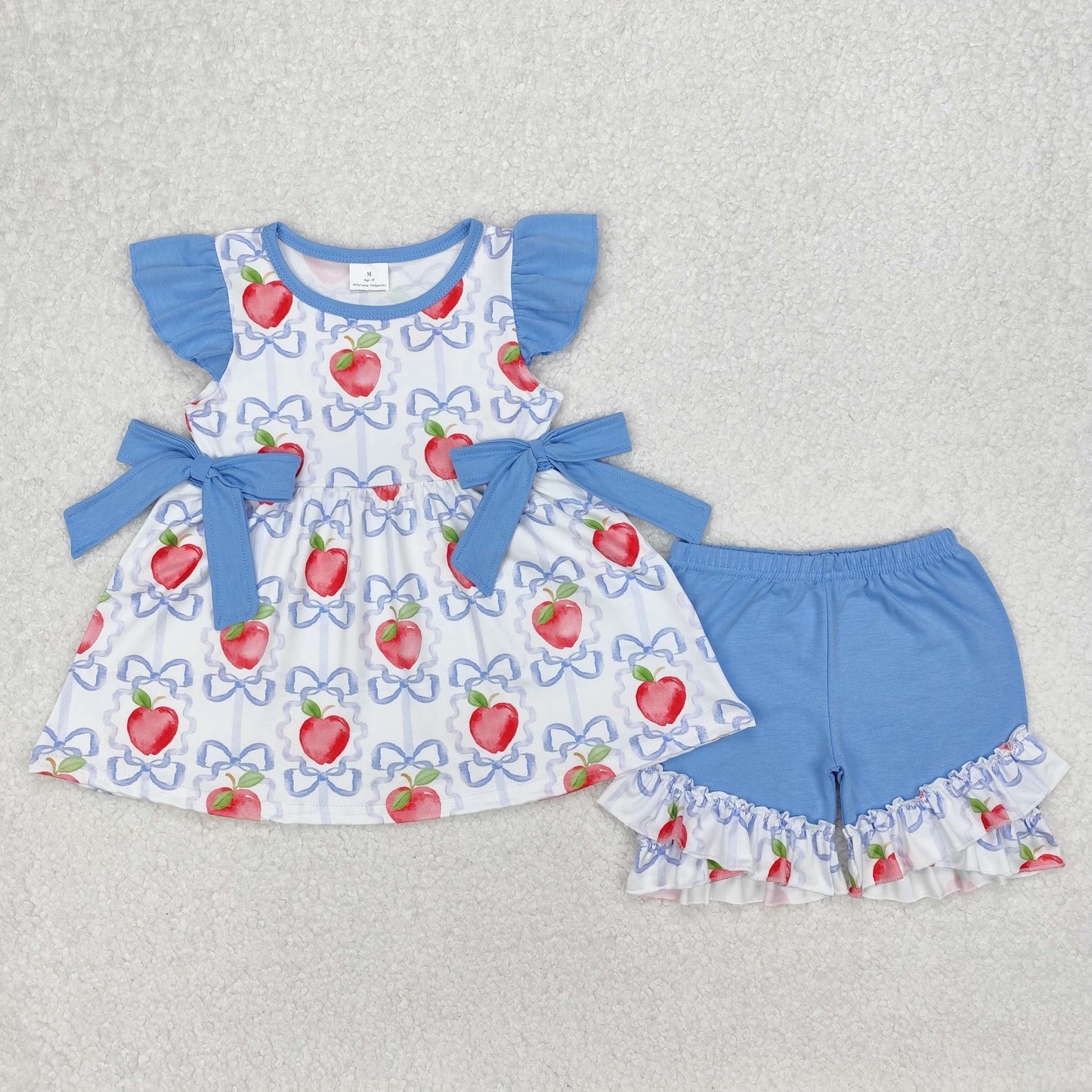 GSSO2114 baby girl clothes apple back to school day toddler girl summer outfit