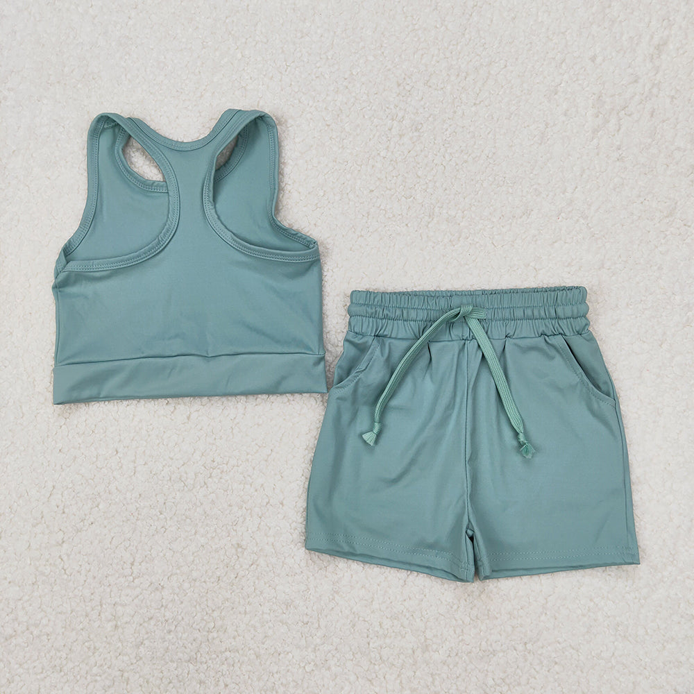 Sibling 4 colors Baby Girls Vest Top Yoga Sports Shorts Outfits