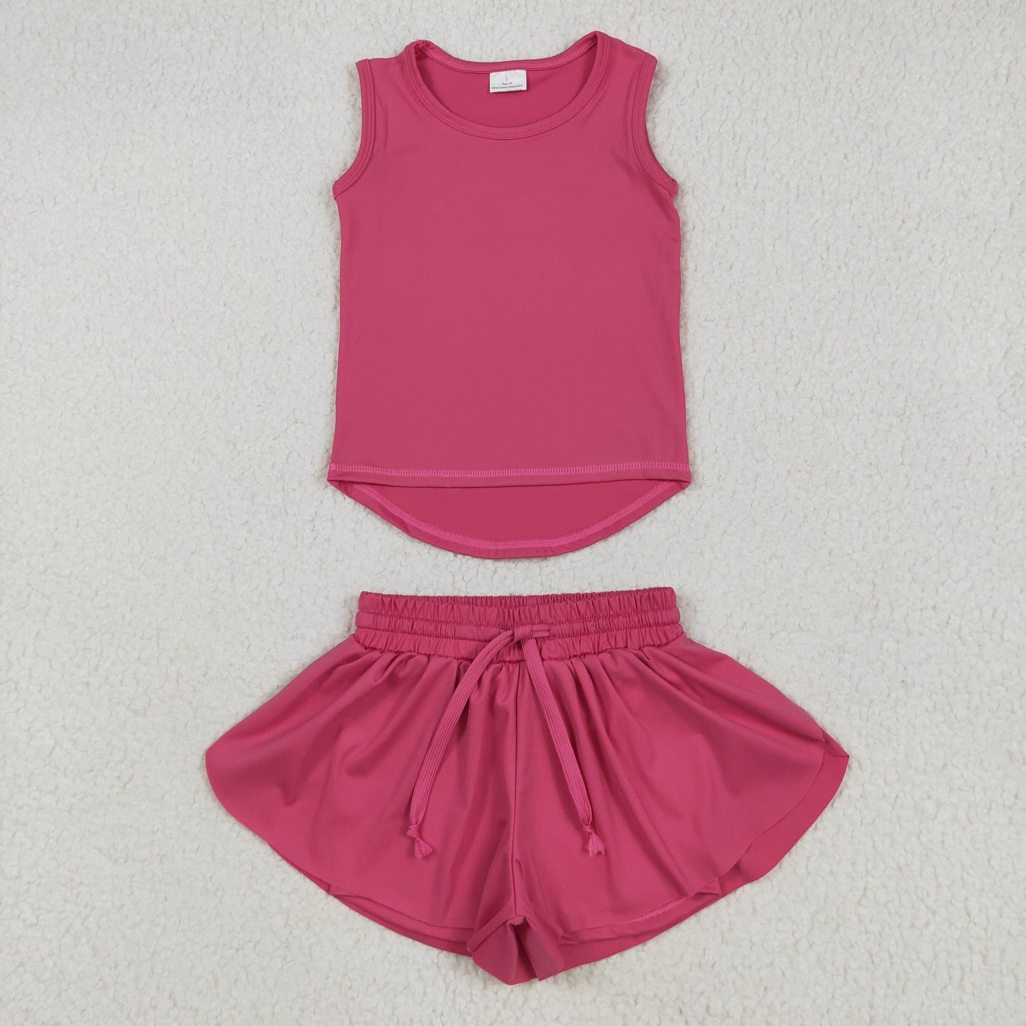 Sibling Baby Girls Sleeveless Colorful Yoga Vests Top Ruffle Shorts Set