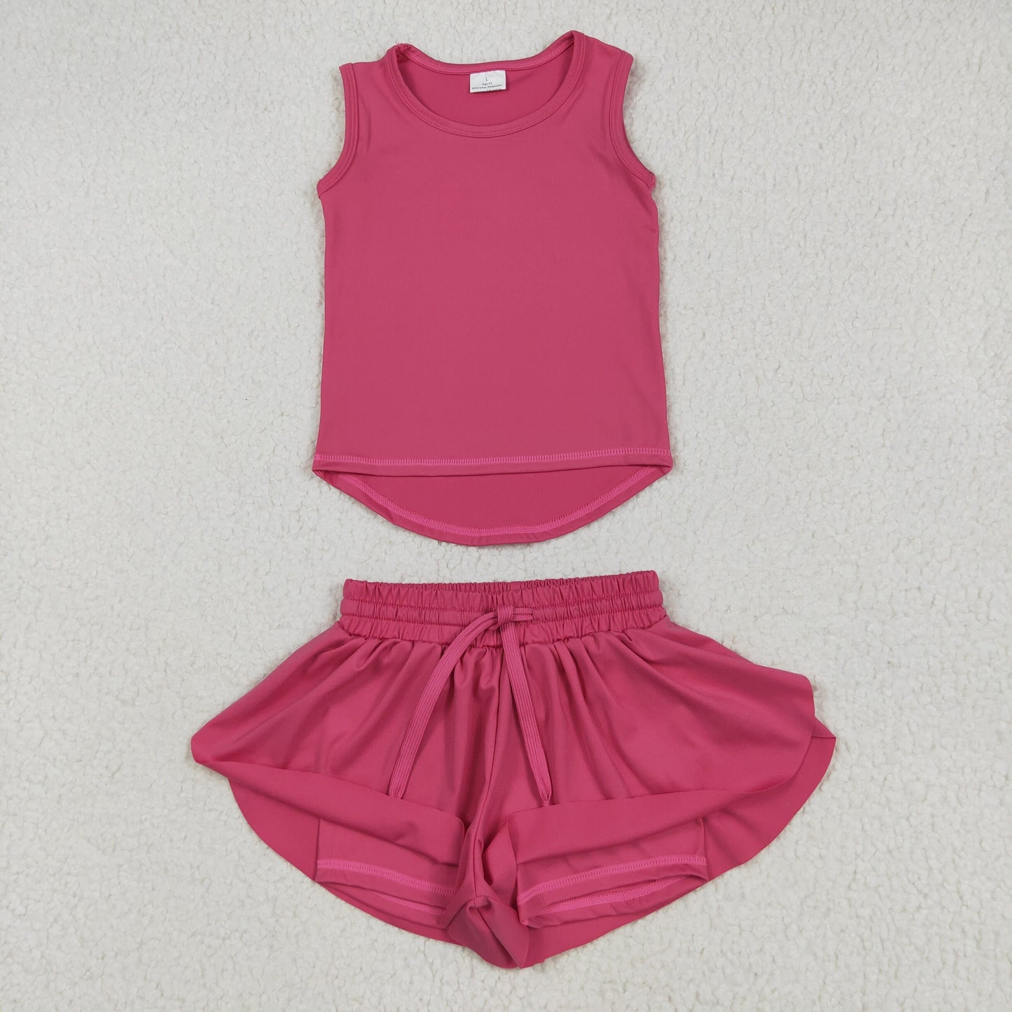 Sibling Baby Girls Sleeveless Colorful Yoga Vests Top Ruffle Shorts Set