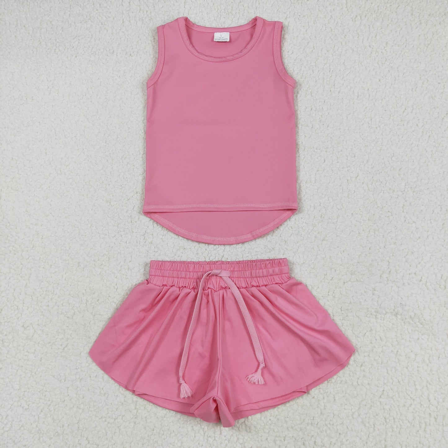 Sibling Baby Girls Sleeveless Colorful Yoga Vests Top Ruffle Shorts Set