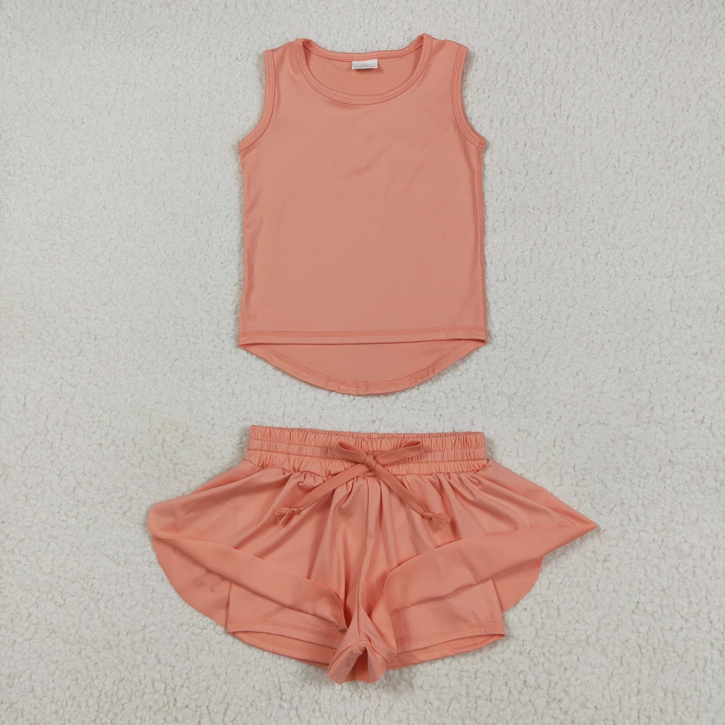 Sibling Baby Girls Sleeveless Colorful Yoga Vests Top Ruffle Shorts Set