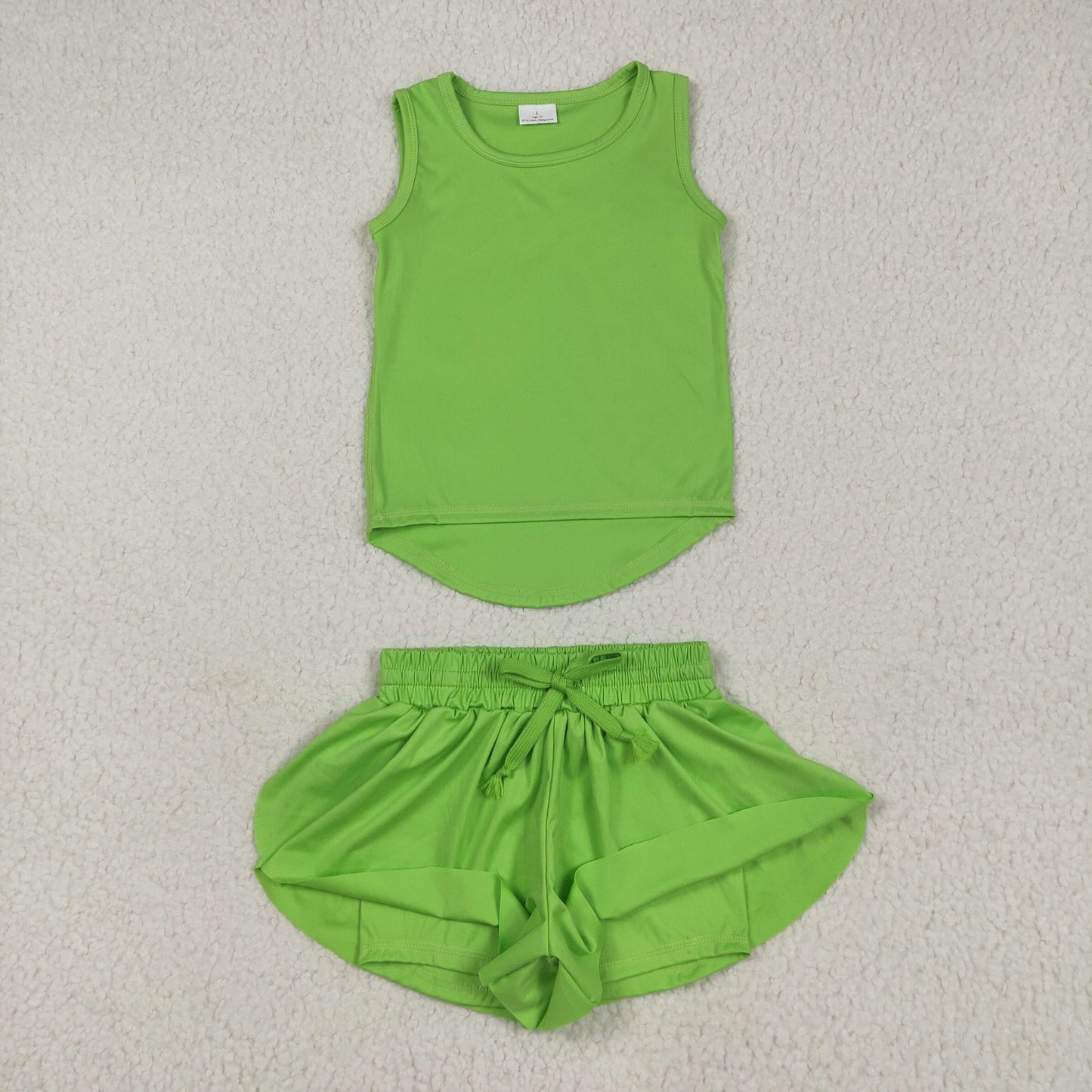 Sibling Baby Girls Sleeveless Colorful Yoga Vests Top Ruffle Shorts Set