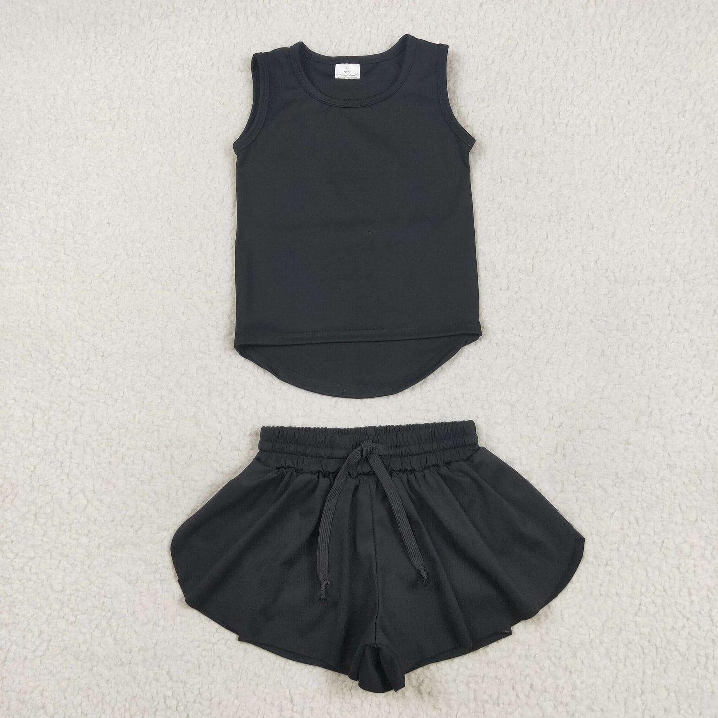 Sibling Baby Girls Sleeveless Colorful Yoga Vests Top Ruffle Shorts Set