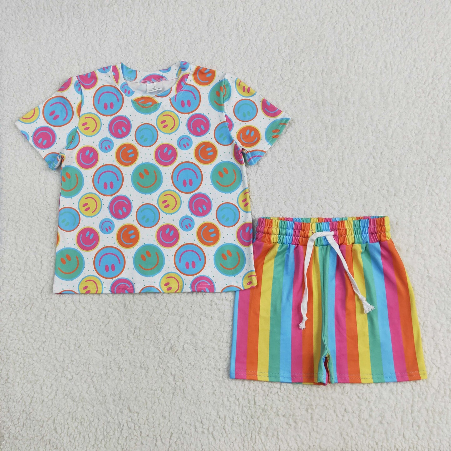 Sibling Baby Girls Colorful Stripe Floral Shirt Short Summer Clothes Sets