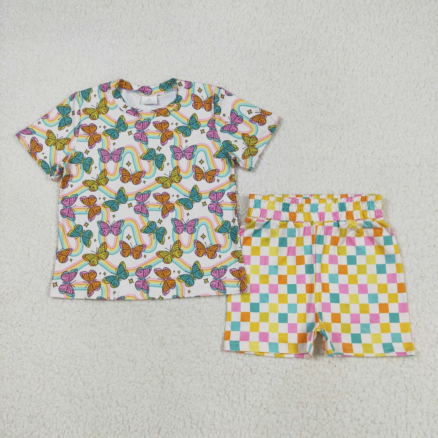 Sibling Baby Girls Short Sleeves Daisy Flowers Butterfly Top Short Pajamas Sets
