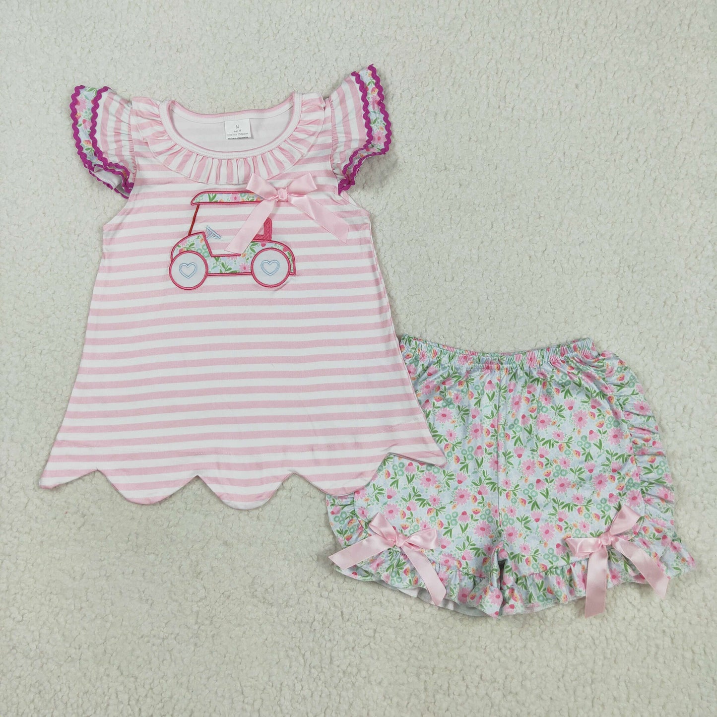 Sibling Baby Girls Embroidery Golf Shirts Top Ruffle Shorts Summer Clothes Sets