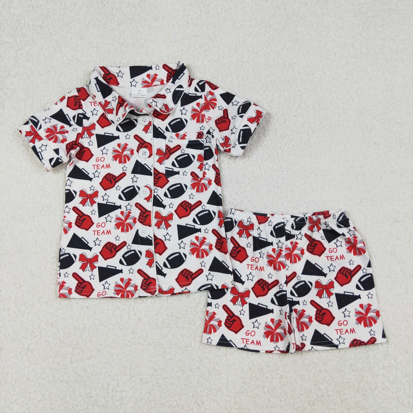 Sibling Baby Girls Go Team Football Cheer Bows Skorts Yoga Active Set Pajamas Sets