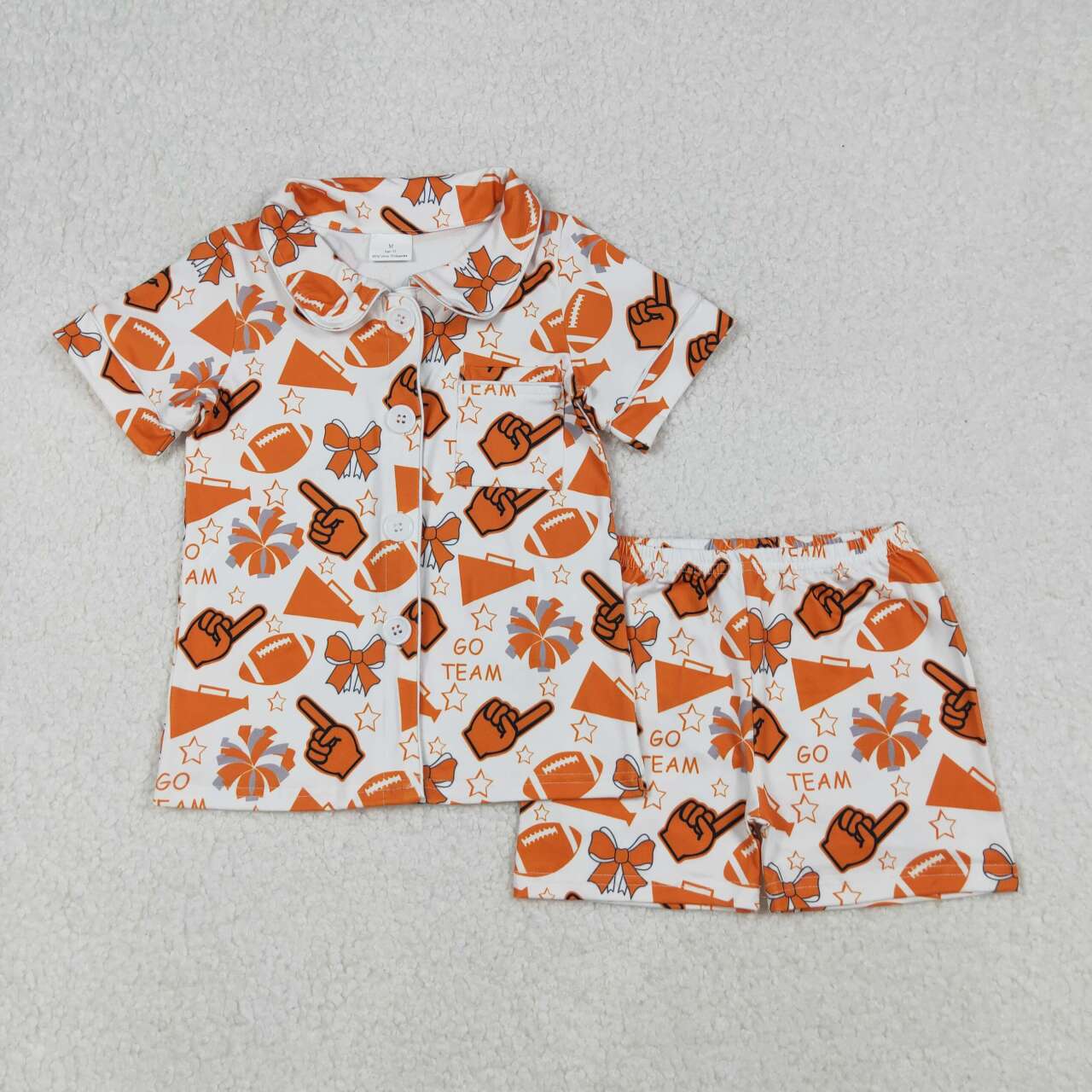 Sibling Baby Girls Go Team Footballs Bows Yoga Skorts Set Button Shorts Pajamas Set