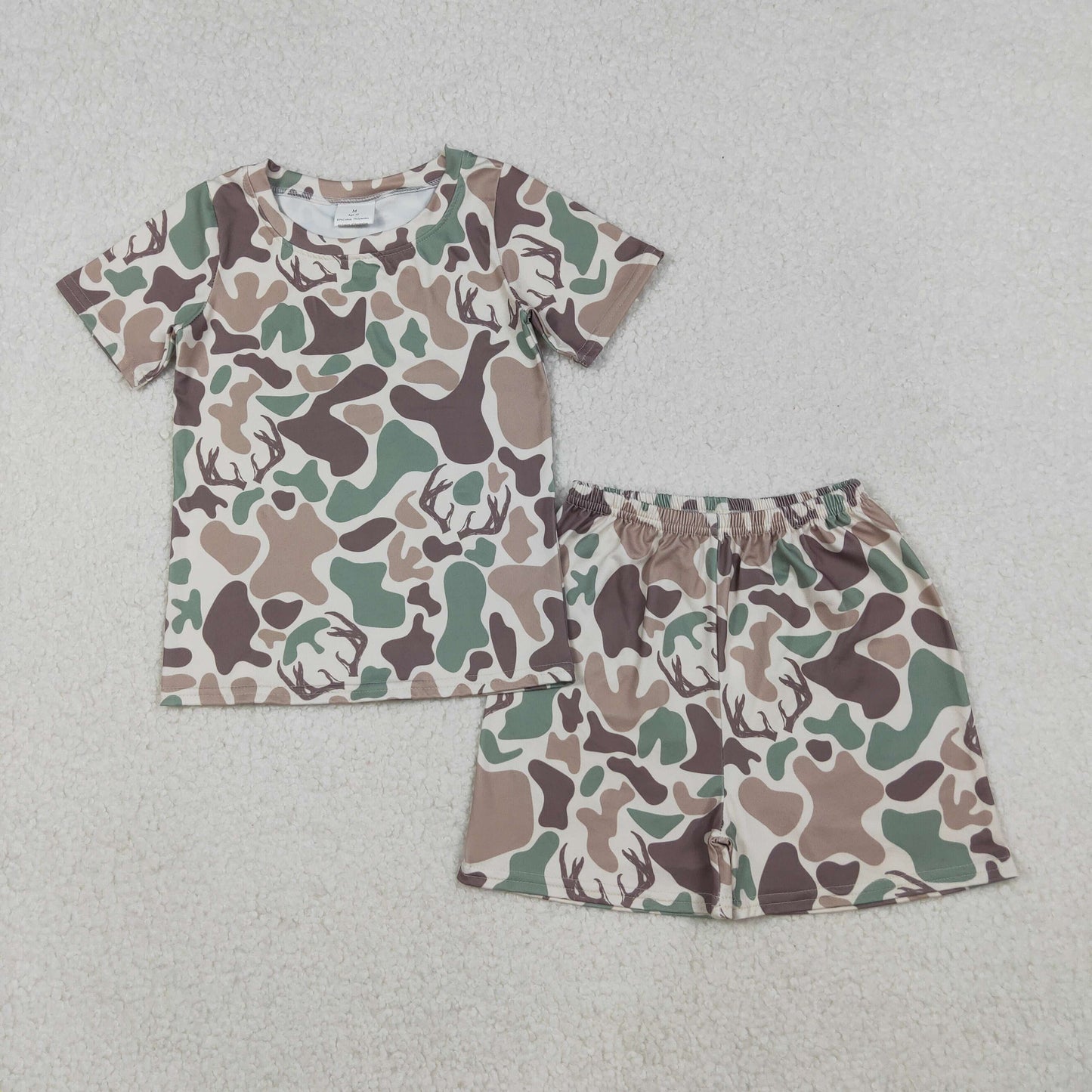 Sibling Baby Girls Short Sleeve Southern Hunting Camo Top Shorts Pajamas Sets