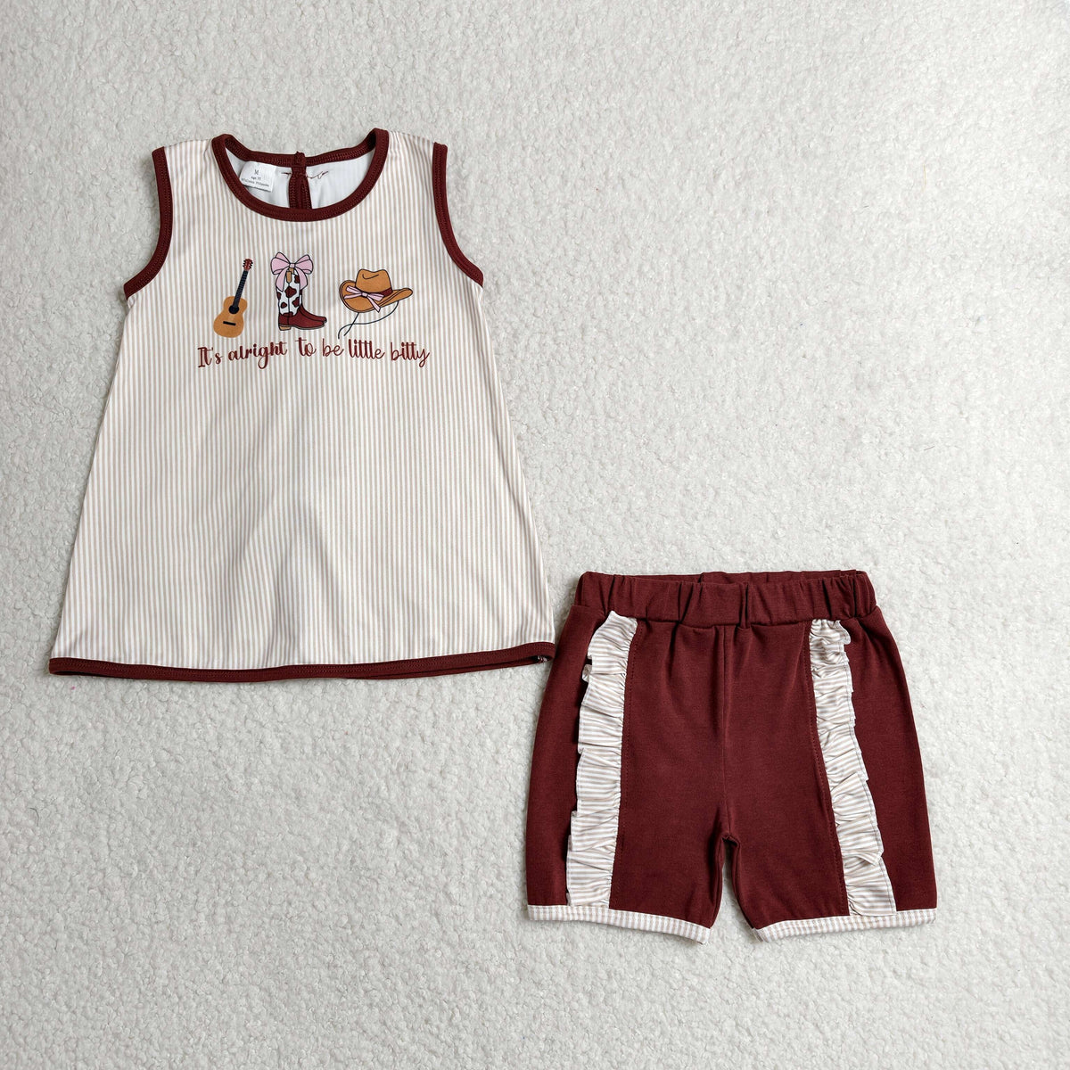 GSSO2763 Baby Girls It's Alright to Be Little Billy Tunic Ruffle Short Western Clothes Set