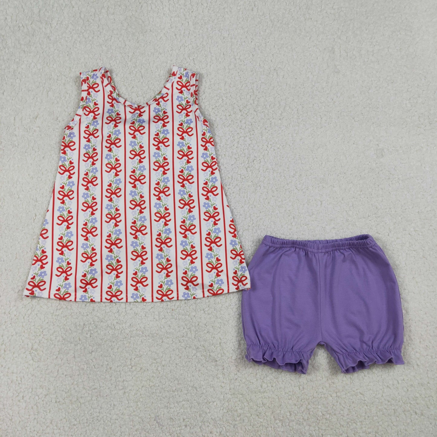 Sibling Baby Girls Colorful Flowers Beach Bows Tunic Ruffle Short Clothes Sets