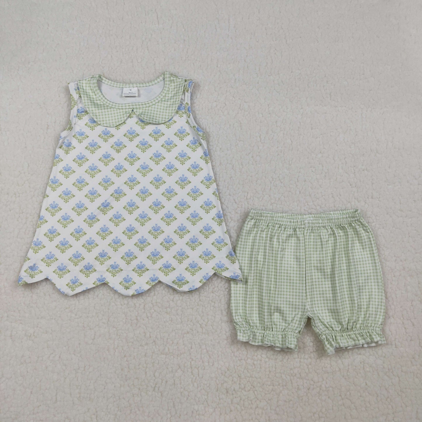 Sibling Baby Girls Colorful Flowers Beach Bows Tunic Ruffle Short Clothes Sets