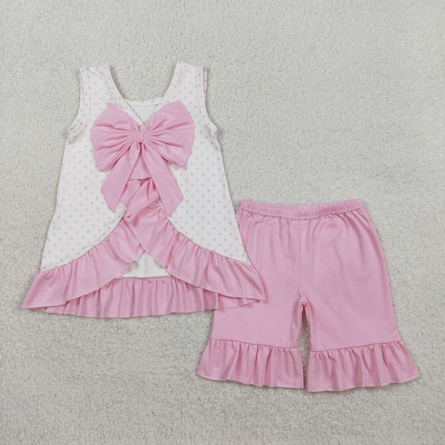 GSSO2884 Baby Girls Embroidery Golf Truck Polka Dots Tunic Ruffle Short Clothes Sets