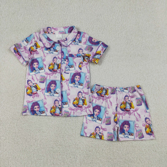 GSSO2961 Baby Girls Demon Hunter Top Shorts Pajamas Sets