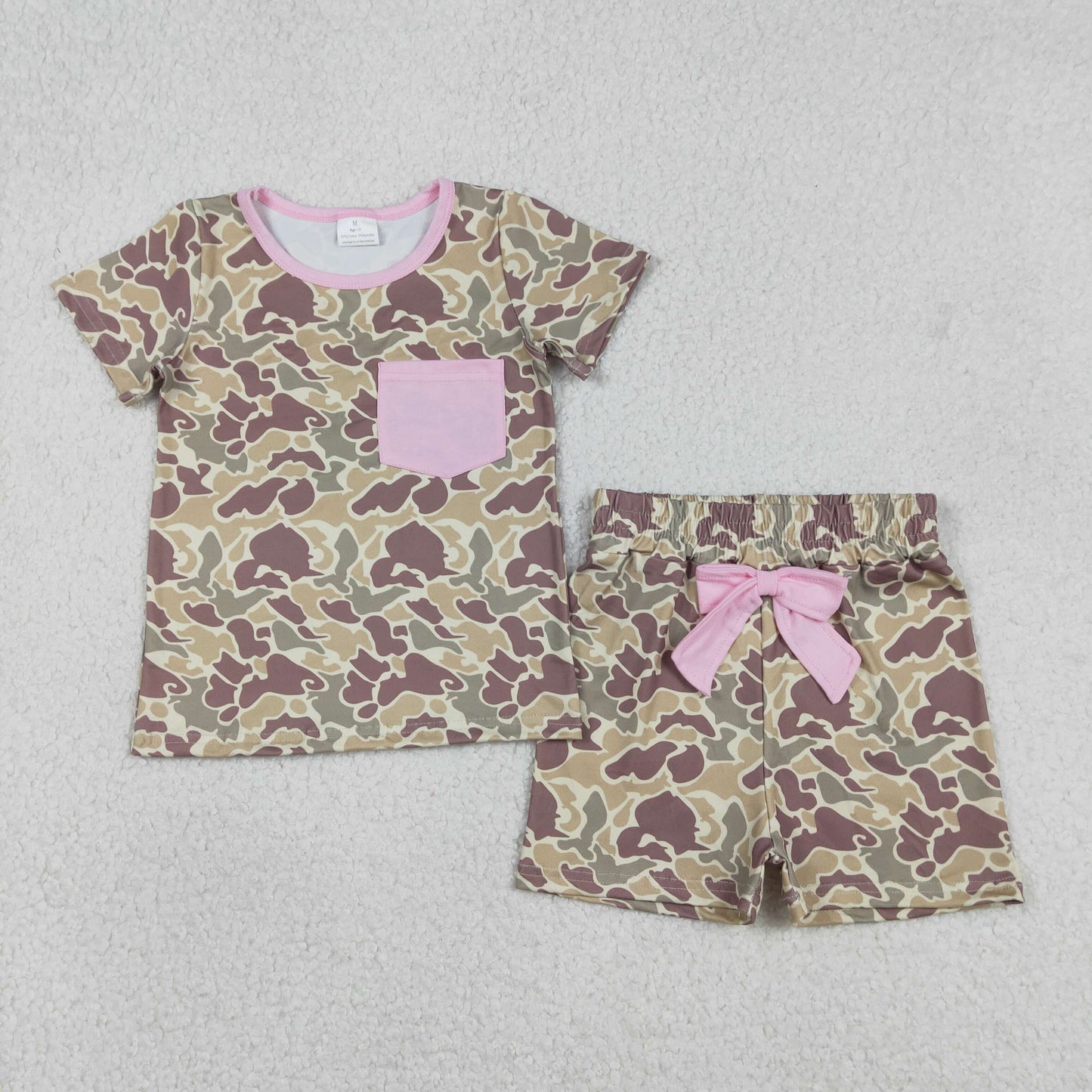 Sibling Baby Girls Short Sleeve Southern Hunting Camo Top Shorts Pajamas Sets