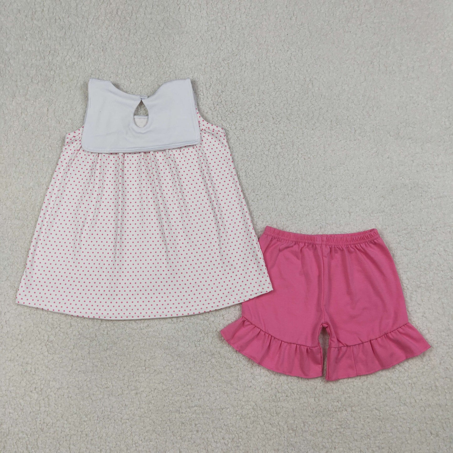 Sibling Baby Kids Embroidery Cross Sheep Stripe Top Short Clothes Set Rompers