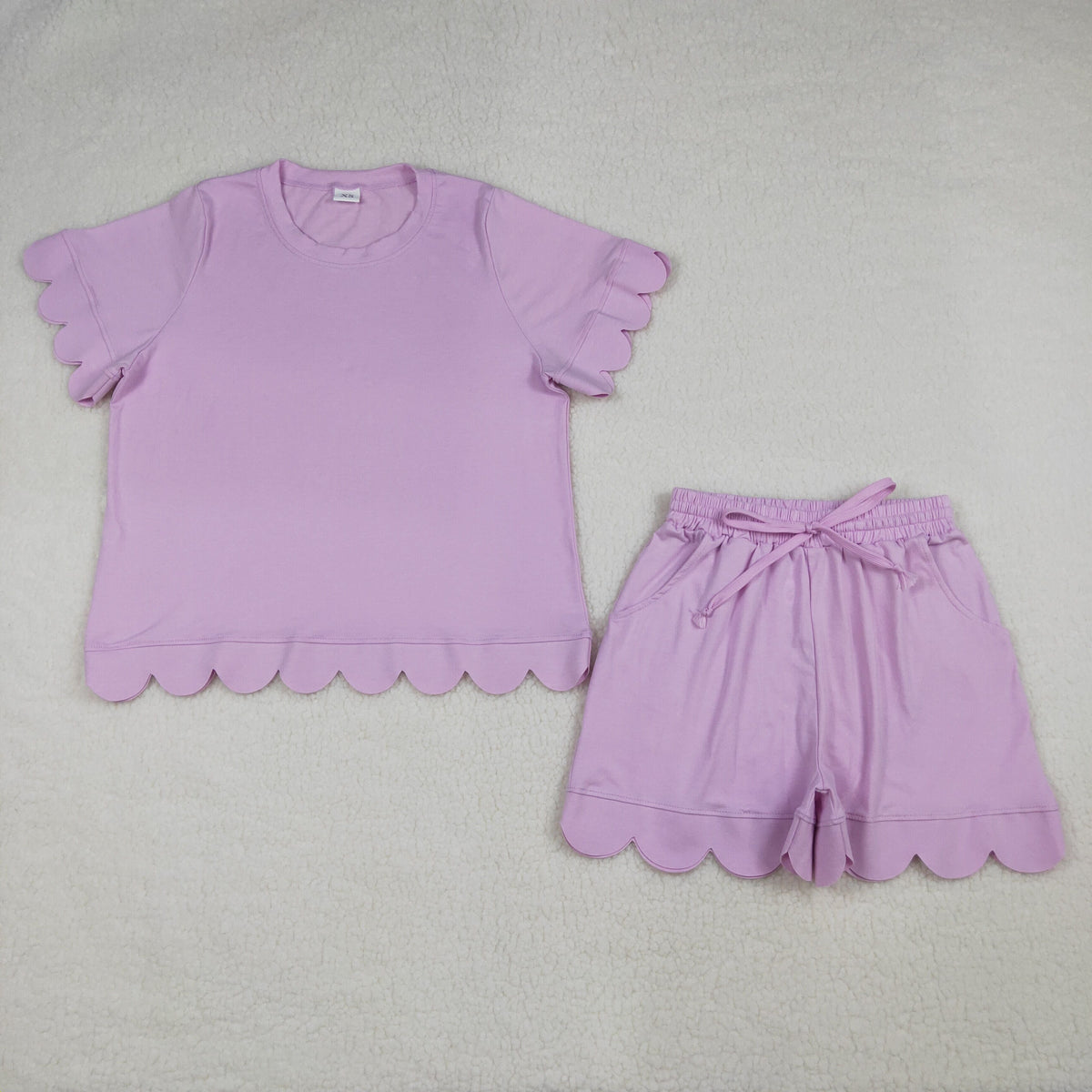 Mama and Me Girls Short Sleeve Shirt Top Pockets Short Scallop Clothes Sets