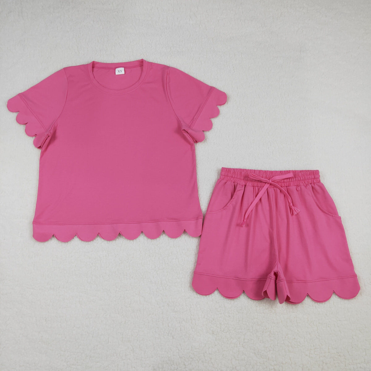 Mama and Me Girls Short Sleeve Shirt Top Pockets Short Scallop Clothes Sets