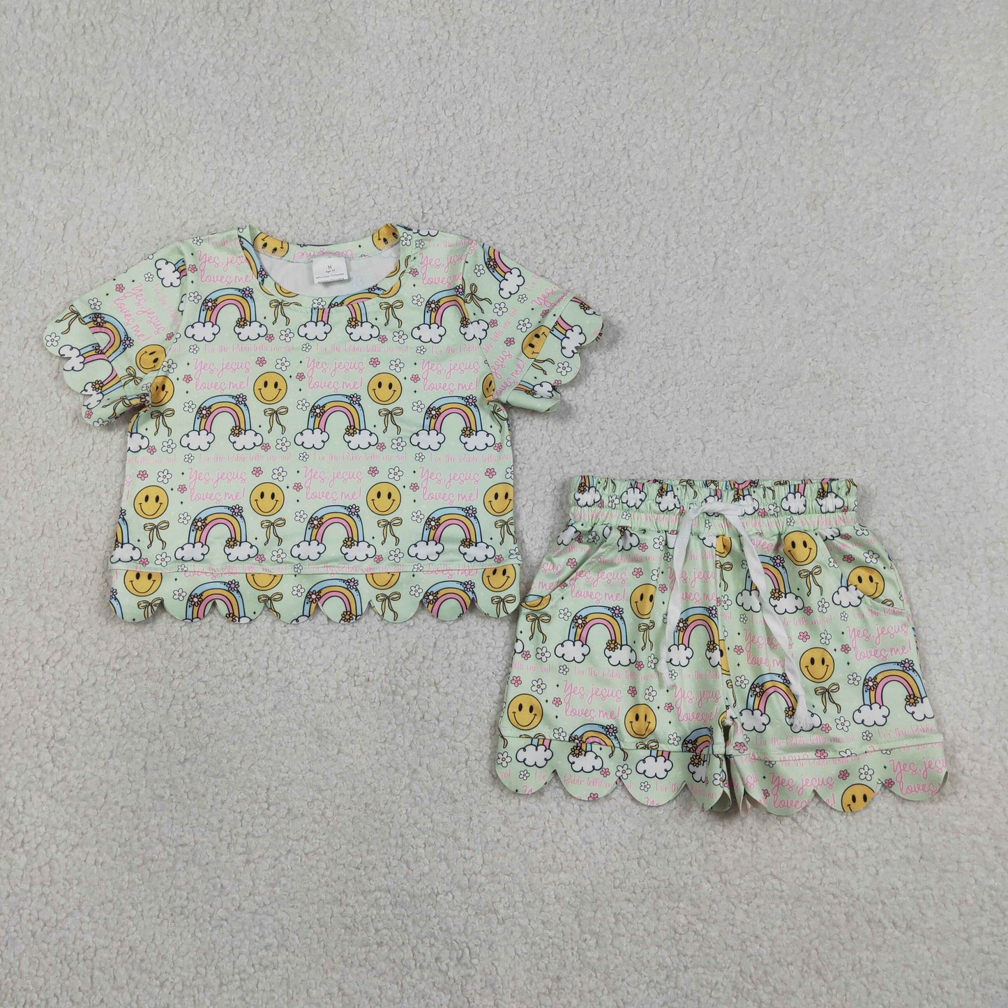 Sibling Baby Girls Colorful Flowers Top Pockets Shorts Scallop Clothes Sets